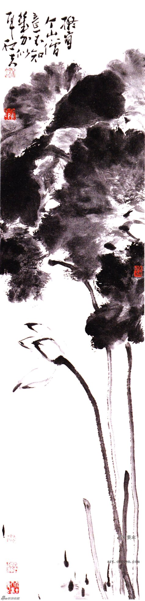 荷 纸本墨笔 郭石夫